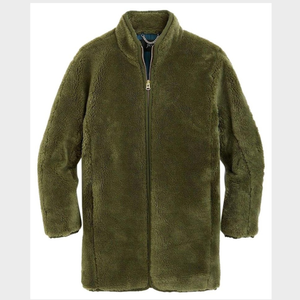 J. Crew zip-up Teddy Coat Jacket Green